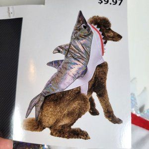 NEW Shark Fabric Pet Halloween Costume Size M Beagle Dog Cat Rainbow Iridescent